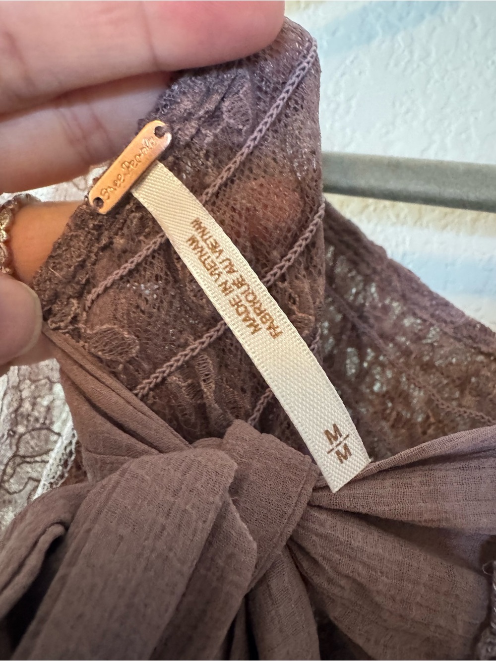 Free People Goldie Knit Top - Plum Dust Size Medium Lace Boho - Picture 12 of 12